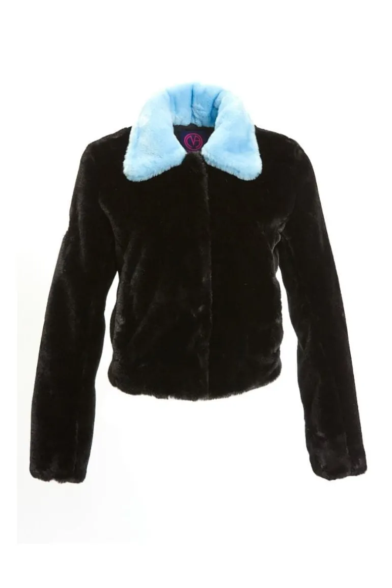 Jackets<CULT MIA LUCILLE NOIR AND LIGHT BLUE JACKET Noir/Light Blue