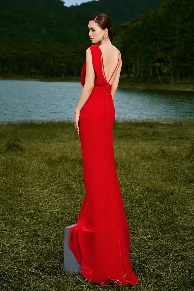 Dresses<CULT MIA LUIA DRAPED MAXI DRESS Red