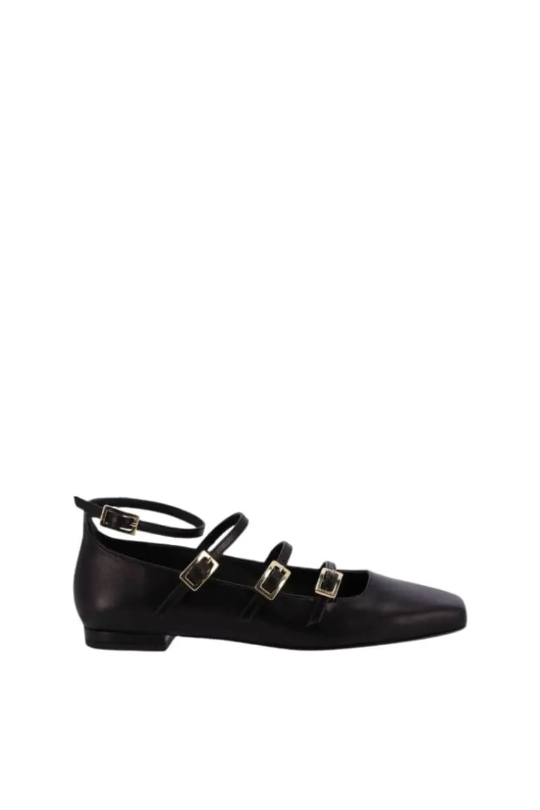 Flats<CULT MIA LUKE BLACK LEATHER BALLET FLATS