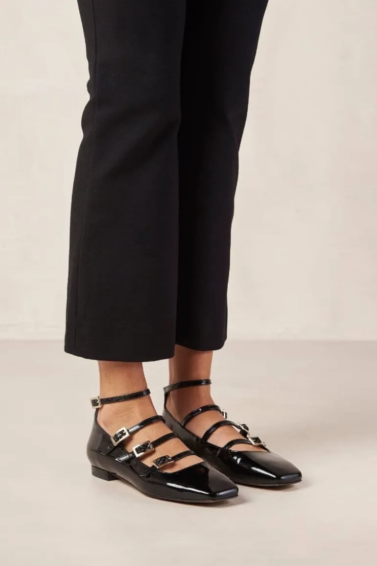 Flats<CULT MIA LUKE ONIX BLACK LEATHER BALLET FLATS