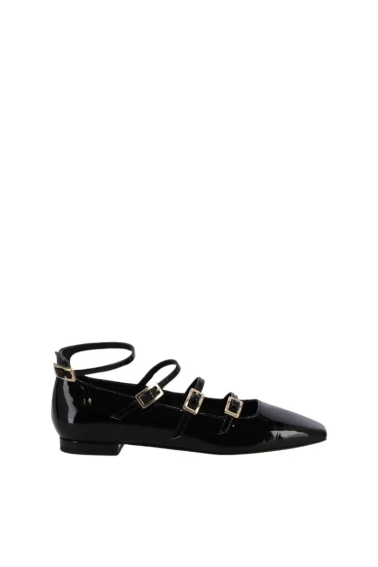 Flats<CULT MIA LUKE ONIX COFFEE BROWN LEATHER BALLET FLATS