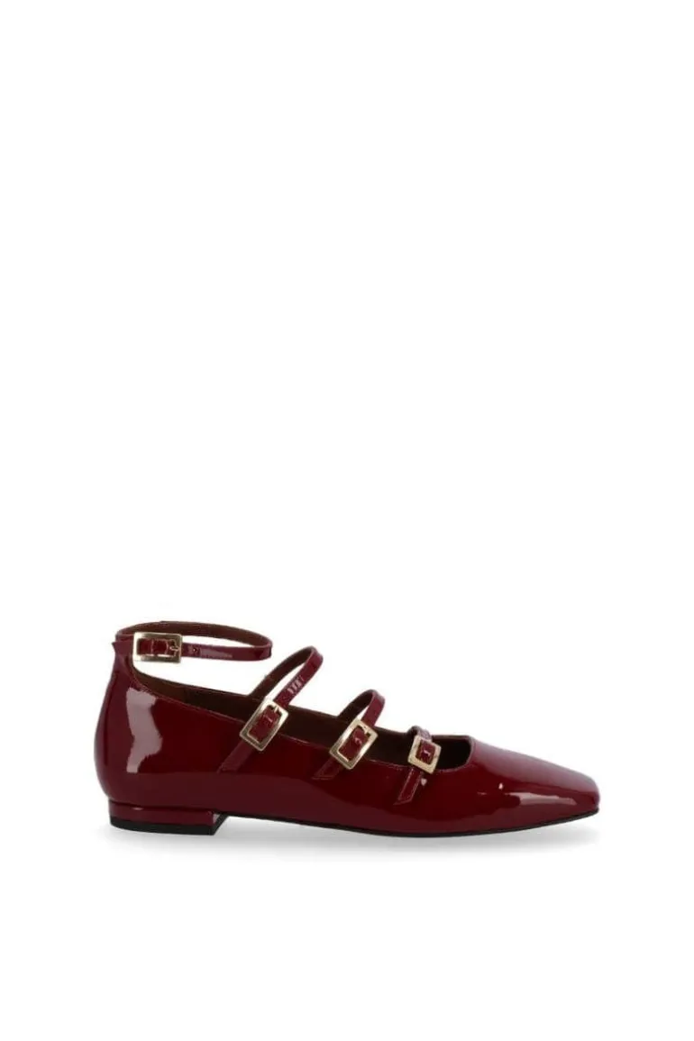 Flats<CULT MIA LUKE ONIX WINE BURGUNDY LEATHER BALLET FLATS