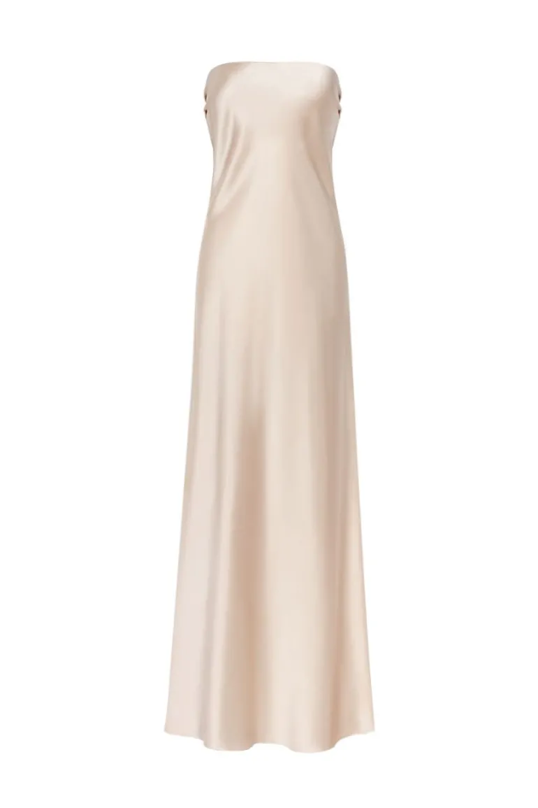 Dresses<CULT MIA MAJESTIC STRAPLESS SILK SATIN MAXI DRESS Pearl-Beige