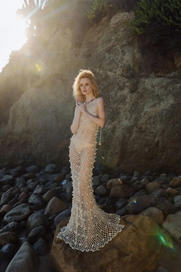 Dresses<CULT MIA MALVA HANDMADE CROCHET MAXI DRESS Silver