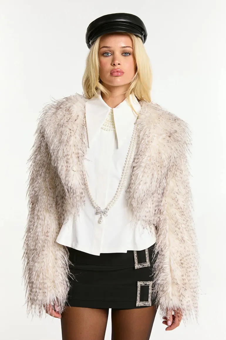 Coats<CULT MIA MARA FUR COAT IN White