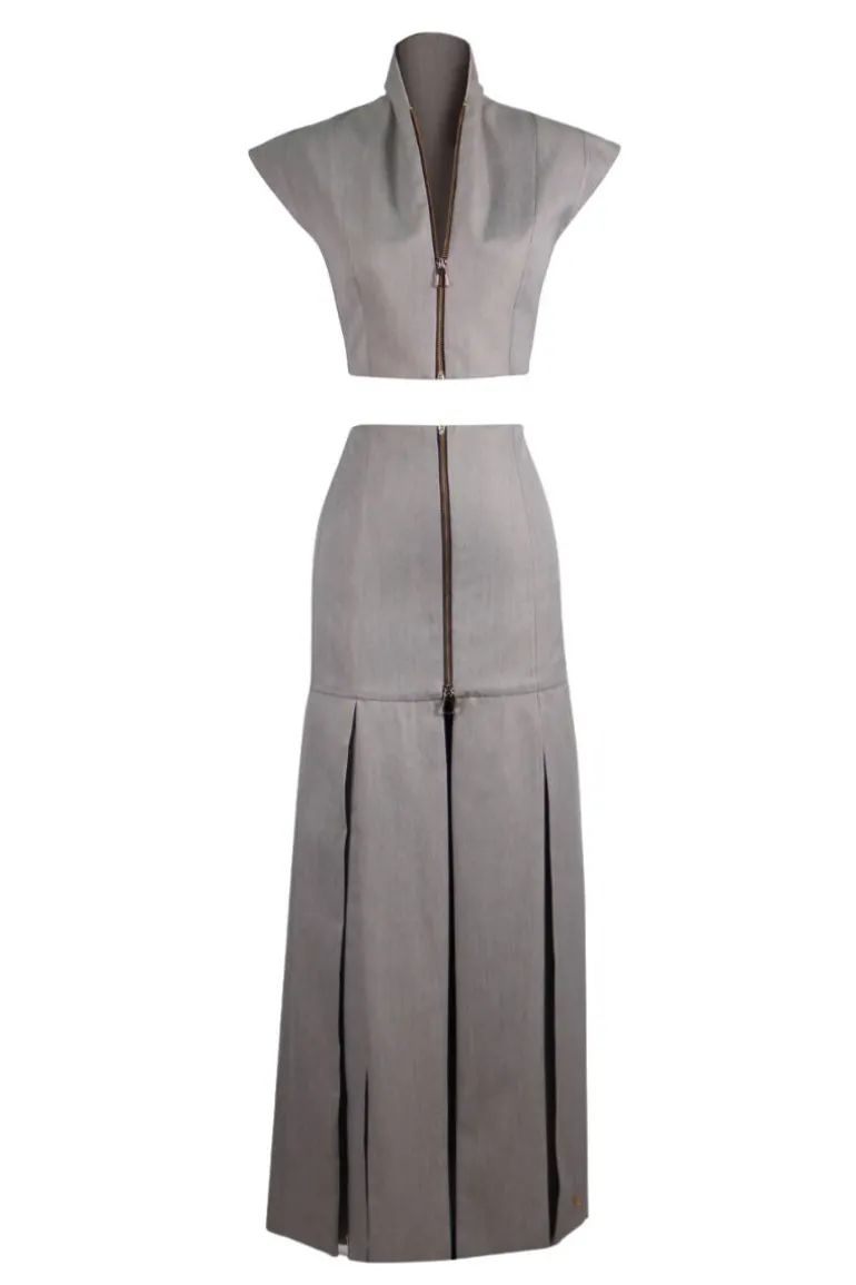 Outfit Sets<CULT MIA MARIA ASUNCION TOP AND SKIRT SET Smoke Grey