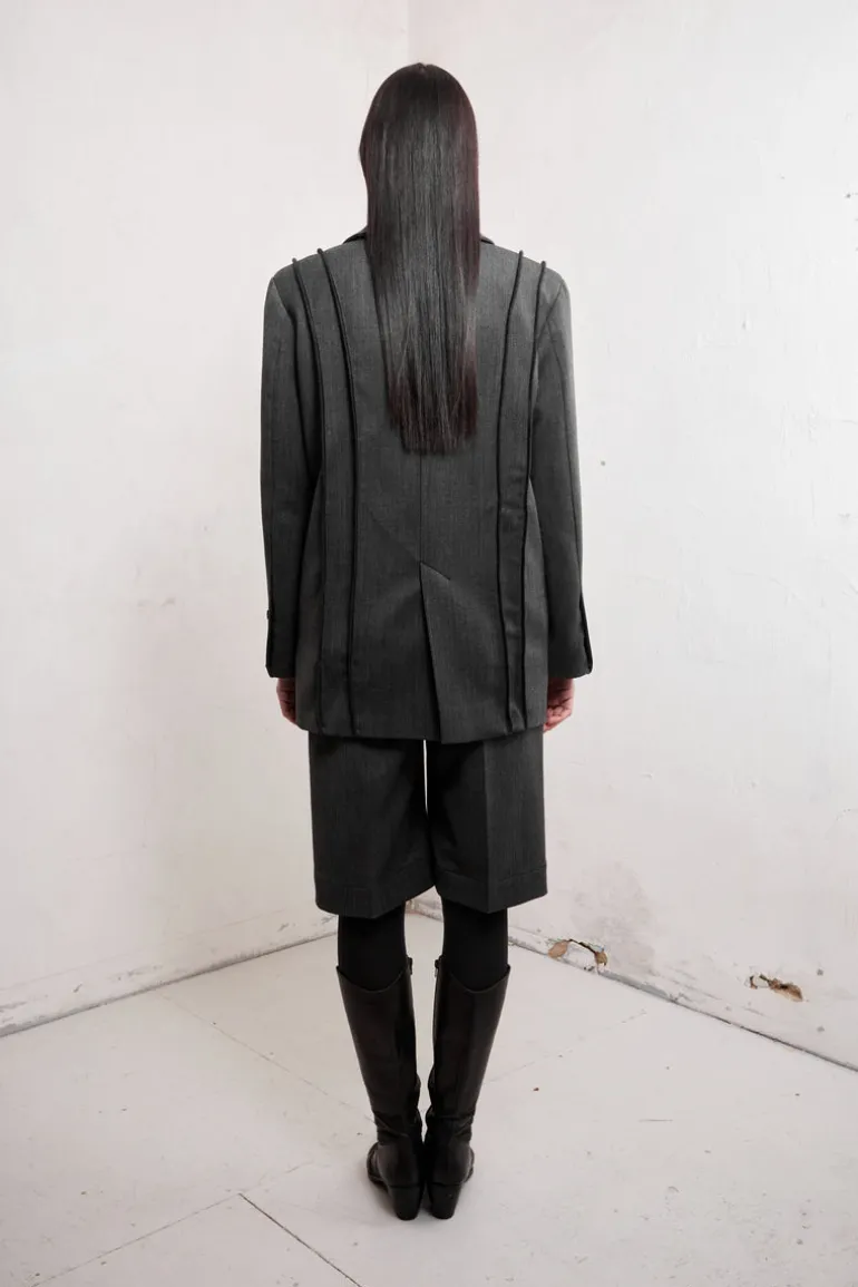 Blazers<CULT MIA MARIE SINGLE BREASTED AND RELAXED FIT BLAZER WITH DECORATIVE LINEAR ELEMENTS Brown