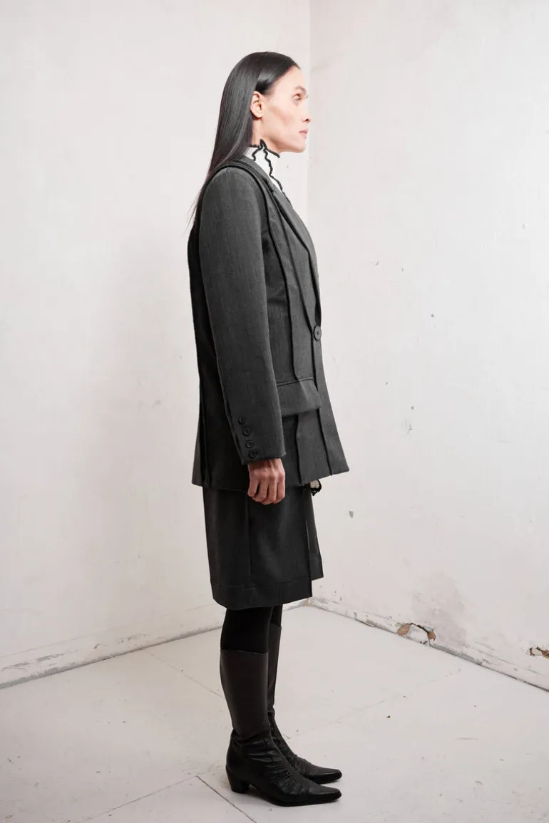Blazers<CULT MIA MARIE SINGLE BREASTED AND RELAXED FIT BLAZER WITH DECORATIVE LINEAR ELEMENTS Brown