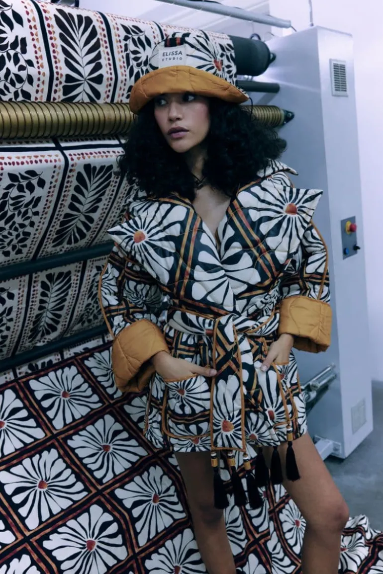 Coats<CULT MIA MATHIAS LEAF PATTERN THERMAL COAT Patterned