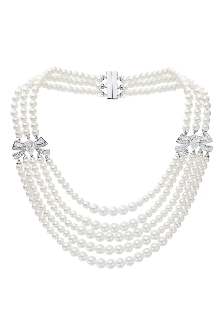 Necklaces<CULT MIA MAXINE NECKLACE Silver and Pearl White