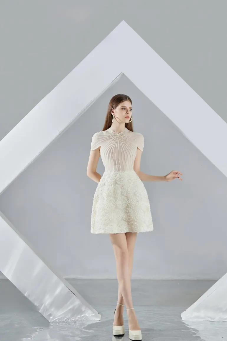 Dresses | Mini Dresses<CULT MIA MELINA A-LINE ORGANZA MINI DRESS Beige