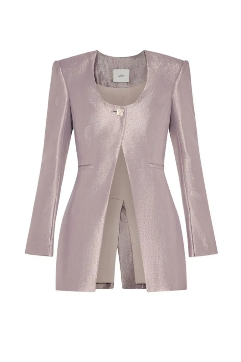 Blazers<CULT MIA METALIC PRISTINE SCOOP-NECK BLAZER Metallic