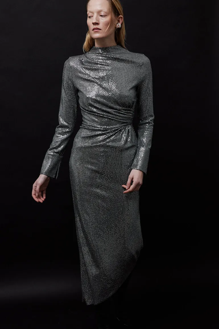 Dresses<CULT MIA METALLIC ASYMMETRIC MAXI DRESS Metallics