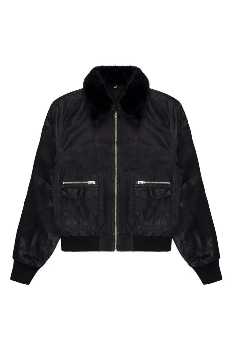 Jackets<CULT MIA METALLIC COATED JACKET Black