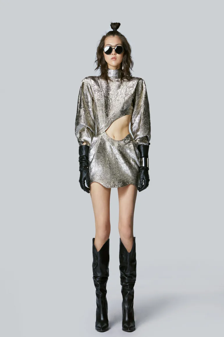 Dresses | Mini Dresses<CULT MIA CUT-OUT DETAILED MINI DRESS Metallic