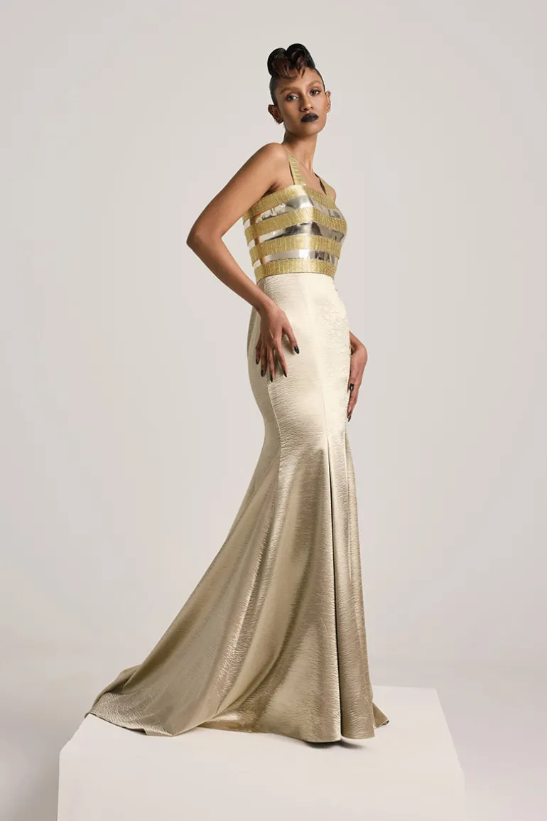 Dresses | Gowns<CULT MIA METALLIC FISHTAIL GOWN Gold