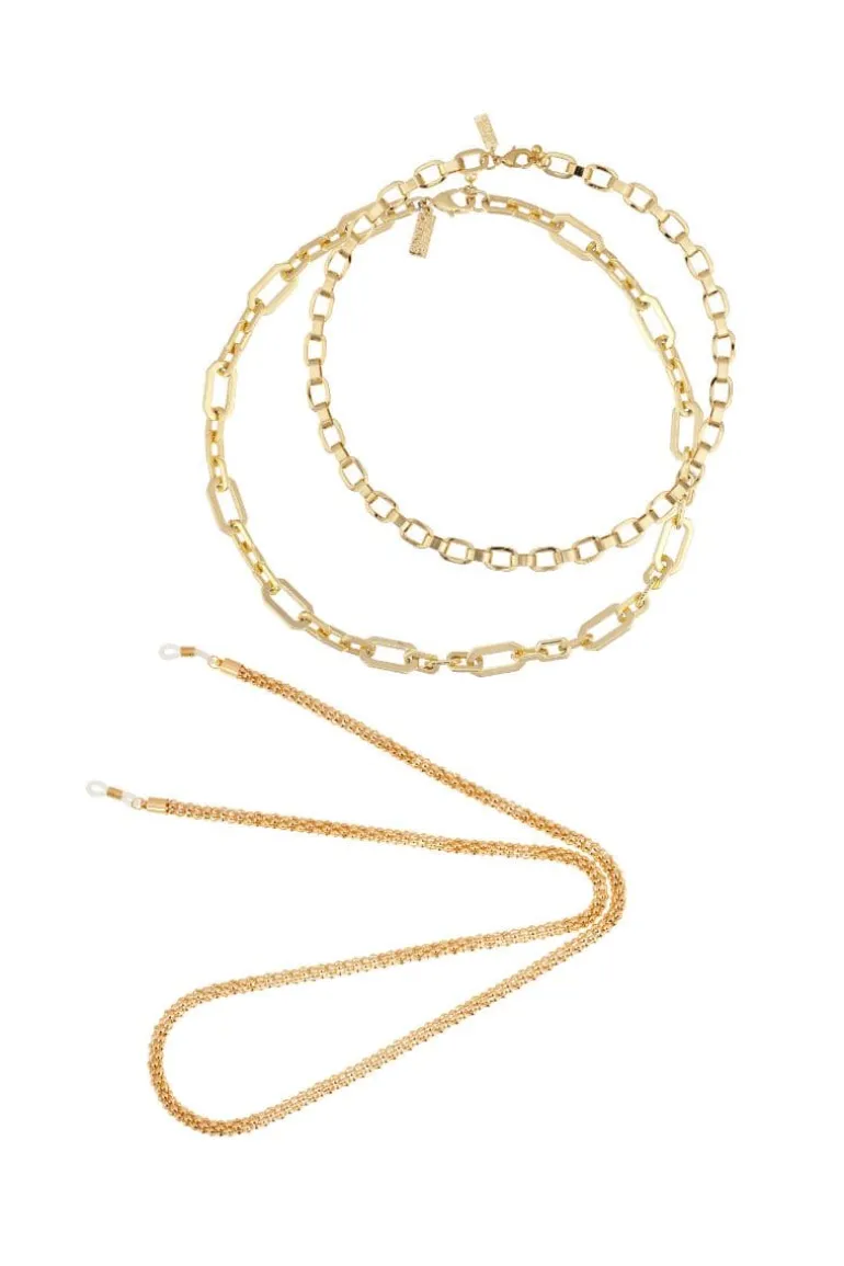Necklaces<CULT MIA MIAMI AND LA NECKLACE SET WITH PARIS SUNGLASSES CHAIN Gold