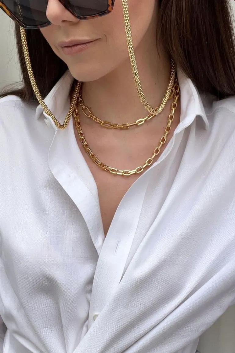 Necklaces<CULT MIA MIAMI AND LA NECKLACE SET WITH PARIS SUNGLASSES CHAIN Gold