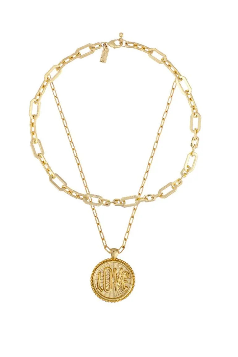 Necklaces<CULT MIA MIAMI AND LOVE PENDANT NECKLACE SET Gold