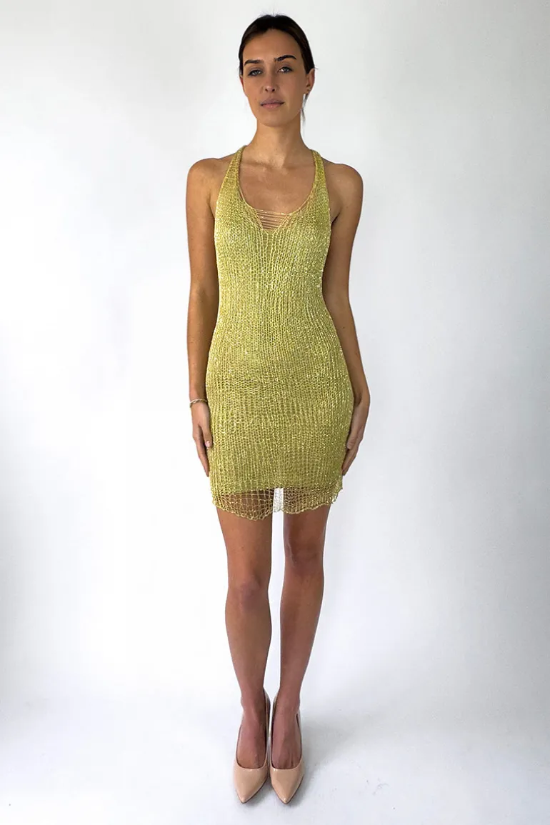 Dresses | Mini Dresses<CULT MIA MIDAS RACERBACK MINI DRESS WITH SLIP Light Gold