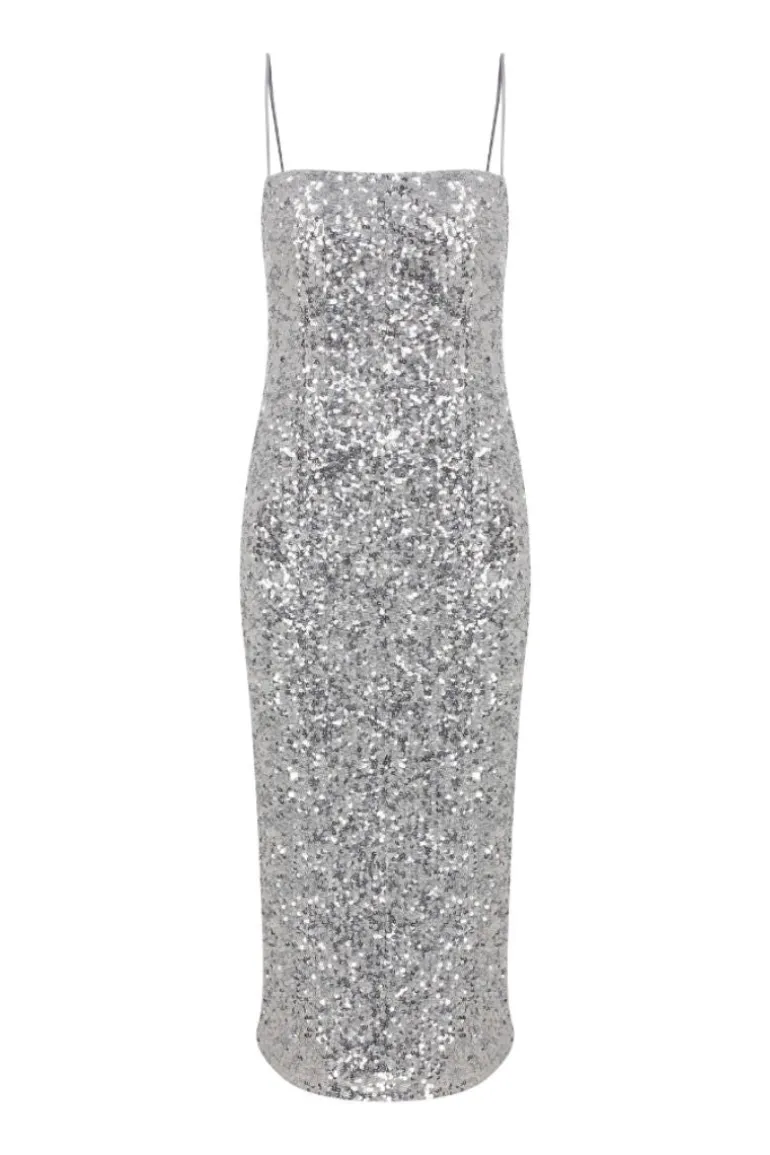 Dresses | Midi Dresses<CULT MIA MILES SEQUIN MIDI DRESS Silver Burch