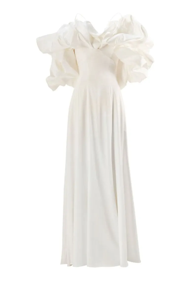 Outfit Sets<CULT MIA MINIMALISTIC SIMPLE GOWN WITH REMOVABLE MERINGUE FLOUNCES TRAIN Creamy White