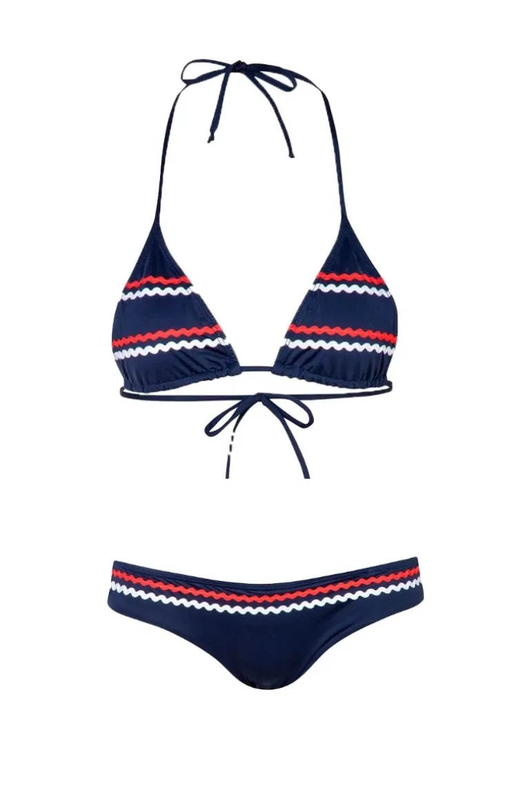 Swimwear<CULT MIA MOA TOP AND TUNAS BOTTOM BIKINI IN Navy Flag