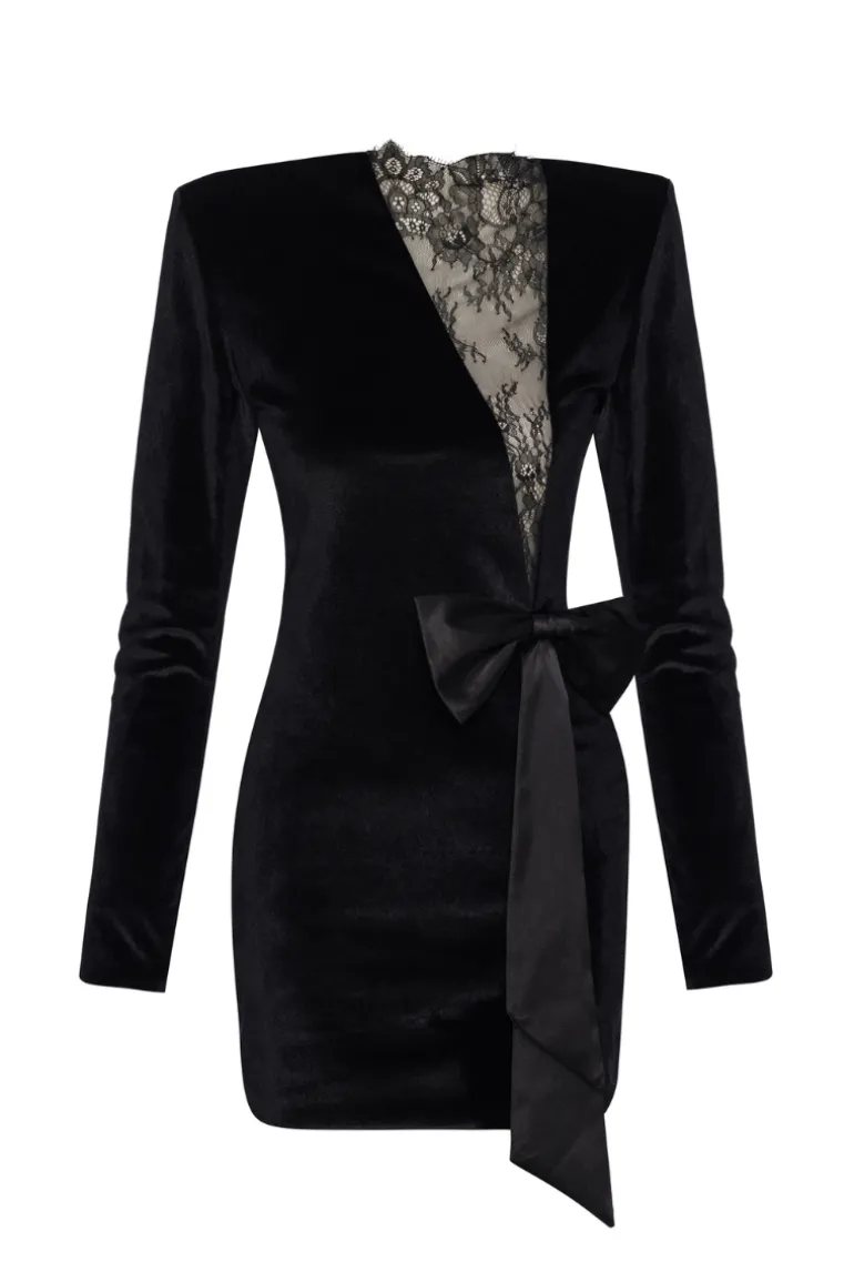 Dresses | Mini Dresses<CULT MIA MOLLY VELVET LACE MINI DRESS Black