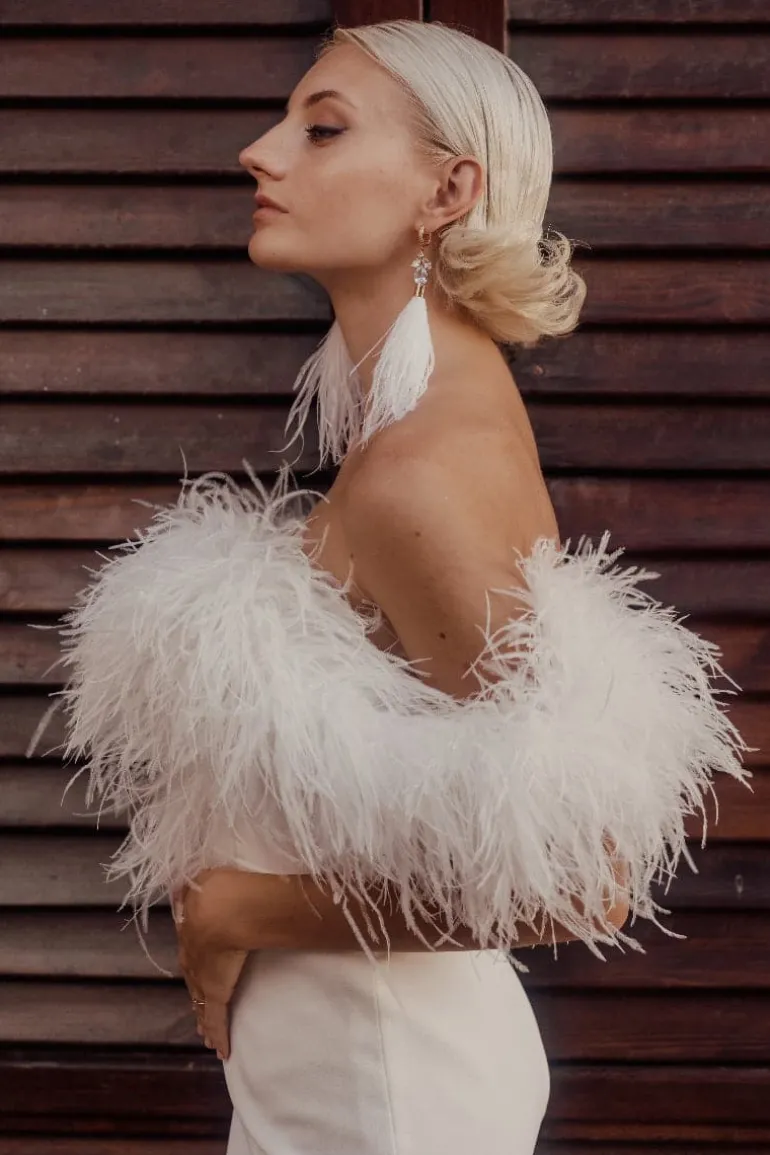 Dresses | Midi Dresses<CULT MIA MONIQUE STRAPLESS FEATHER MIDI DRESS White