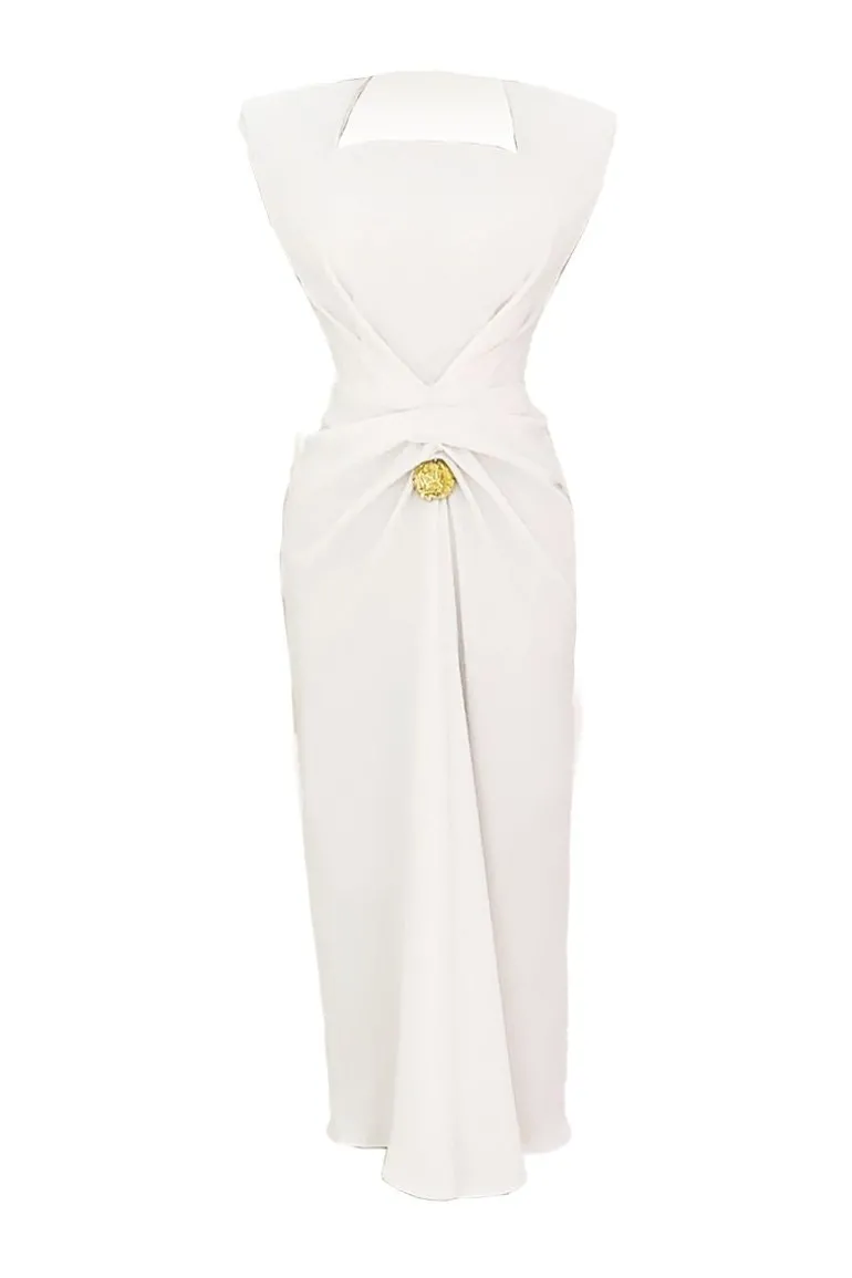 Dresses | Midi Dresses<CULT MIA MORENO SHEATH QUEEN ANNE NECK SYNTHETIC MIDI DRESS White