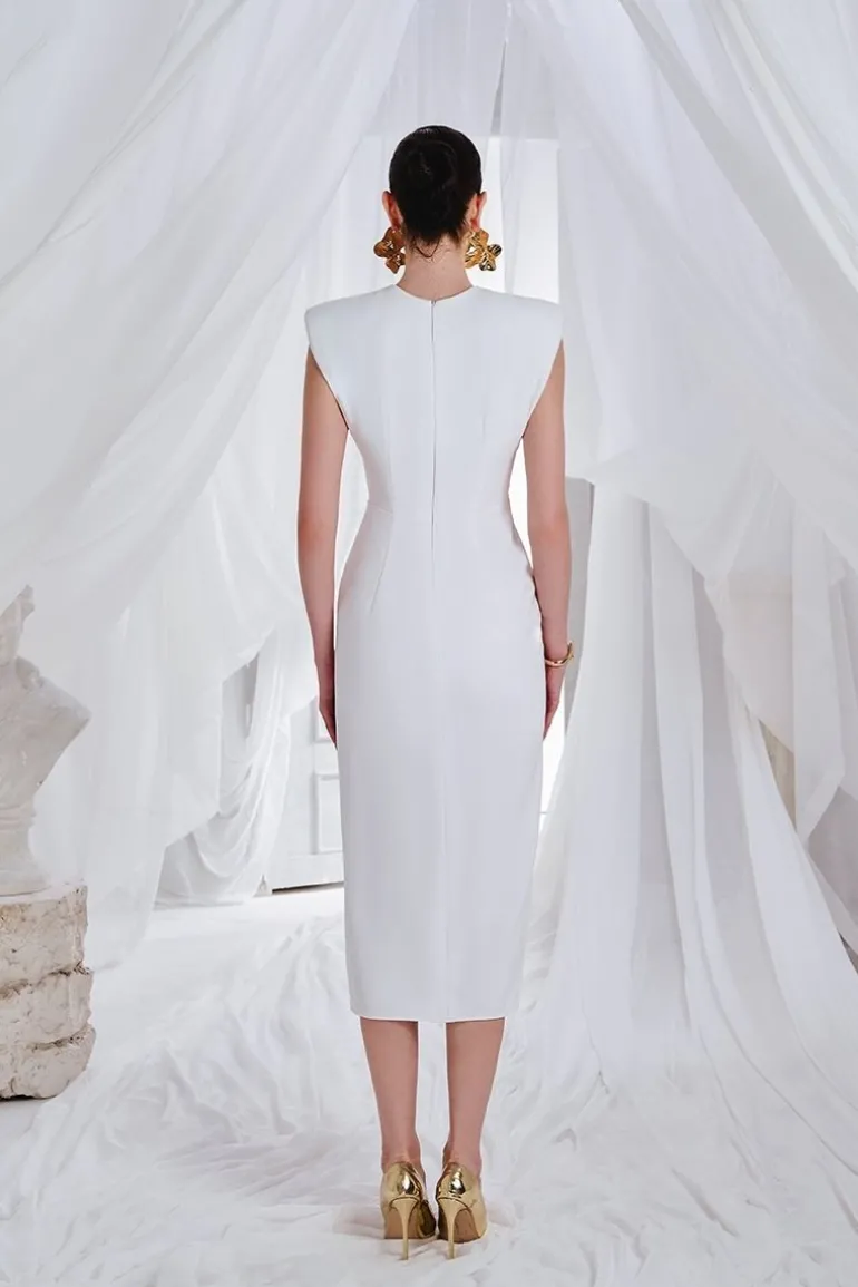 Dresses | Midi Dresses<CULT MIA MORENO SHEATH QUEEN ANNE NECK SYNTHETIC MIDI DRESS White