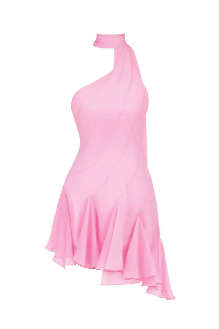 Dresses | Midi Dresses<CULT MIA MS. GODET ASYMMETRIC DRESS IN Pink