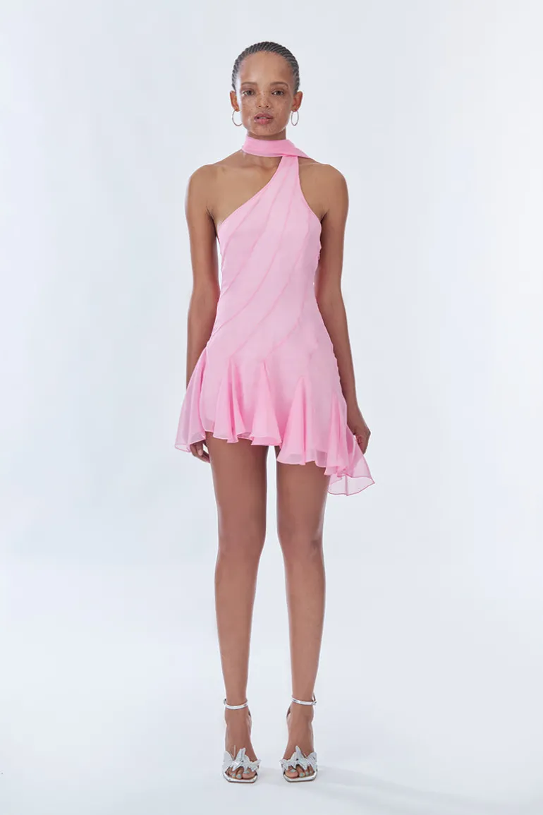 Dresses | Midi Dresses<CULT MIA MS. GODET ASYMMETRIC DRESS IN Pink