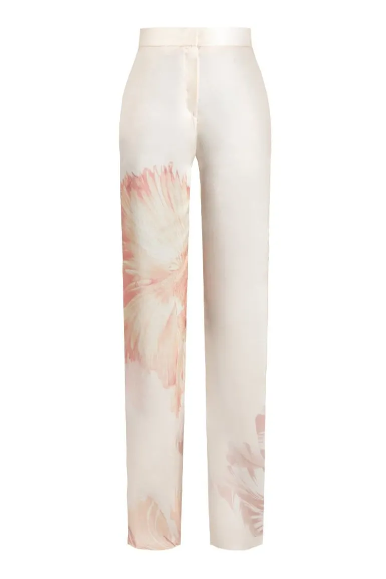 Pants<CULT MIA MULTICOLOUR FISH PRINT PANTS Creme White