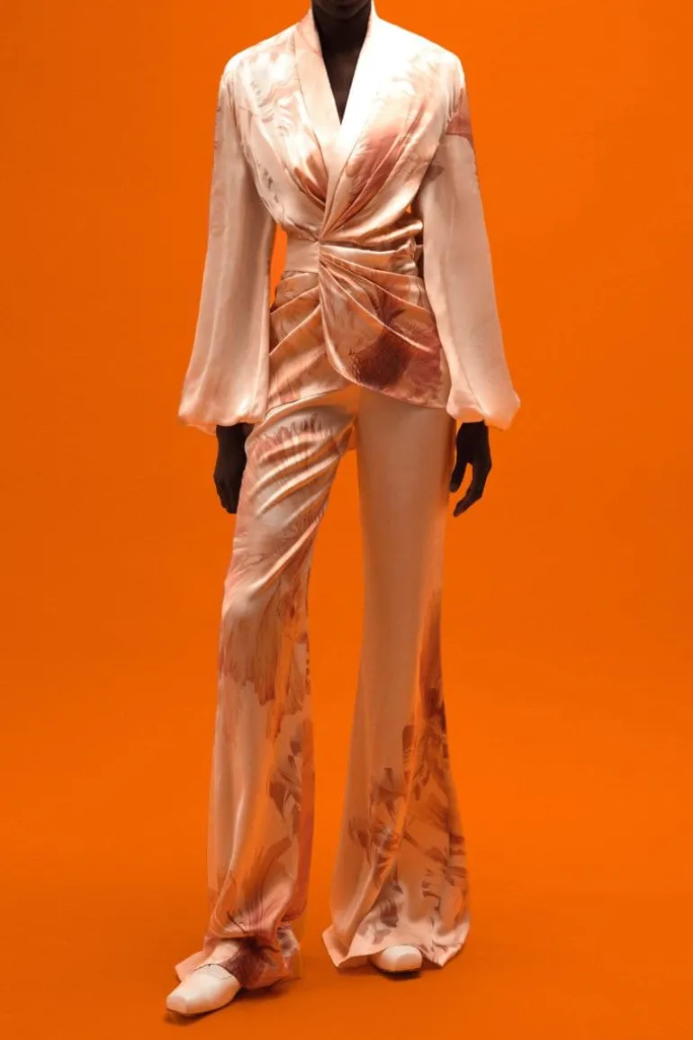 Pants<CULT MIA MULTICOLOUR FISH PRINT PANTS Creme White