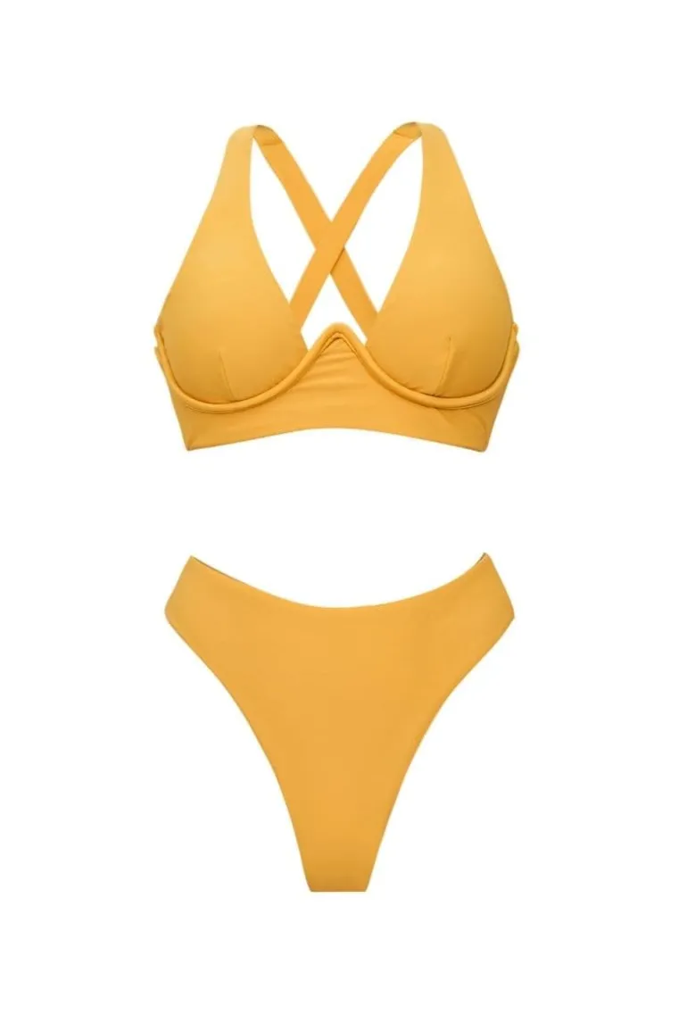 Swimwear<CULT MIA MUSTARD KASA LONGLINE BIKINI