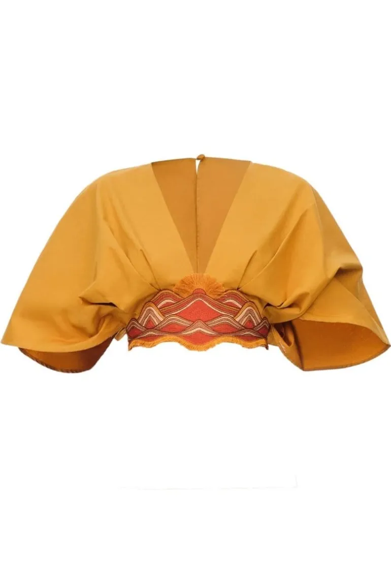 Tops<CULT MIA MUSTARD OLLA CROP TOP