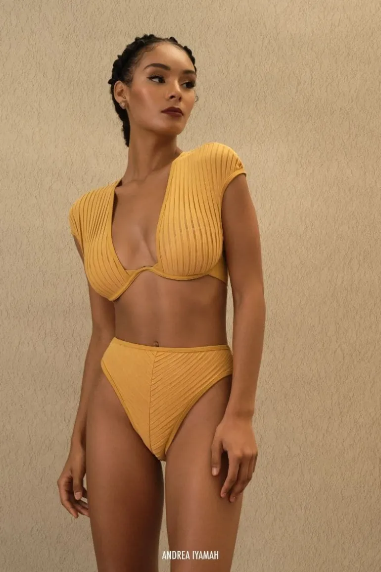 Swimwear<CULT MIA MUSTARD PURA HIGH-RISE BIKINI