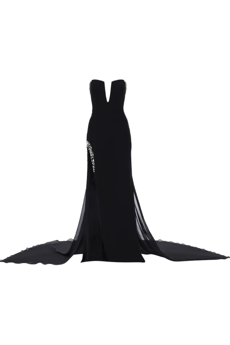 Dresses | Gowns<CULT MIA NACCO STARPLESS SLIT GOWN Black