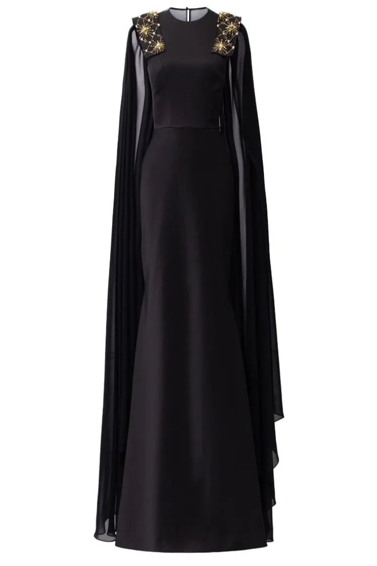 Dresses | Gowns<CULT MIA NATALIE TAFFETA CRYSTALS AT EPAULETTES DRESS Black