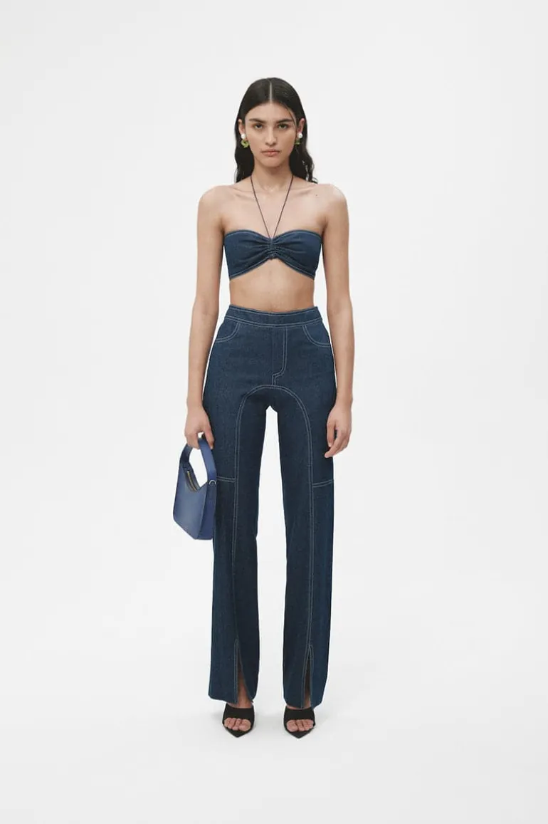 Pants<CULT MIA DENIM BIKER PANTS Navy Blue
