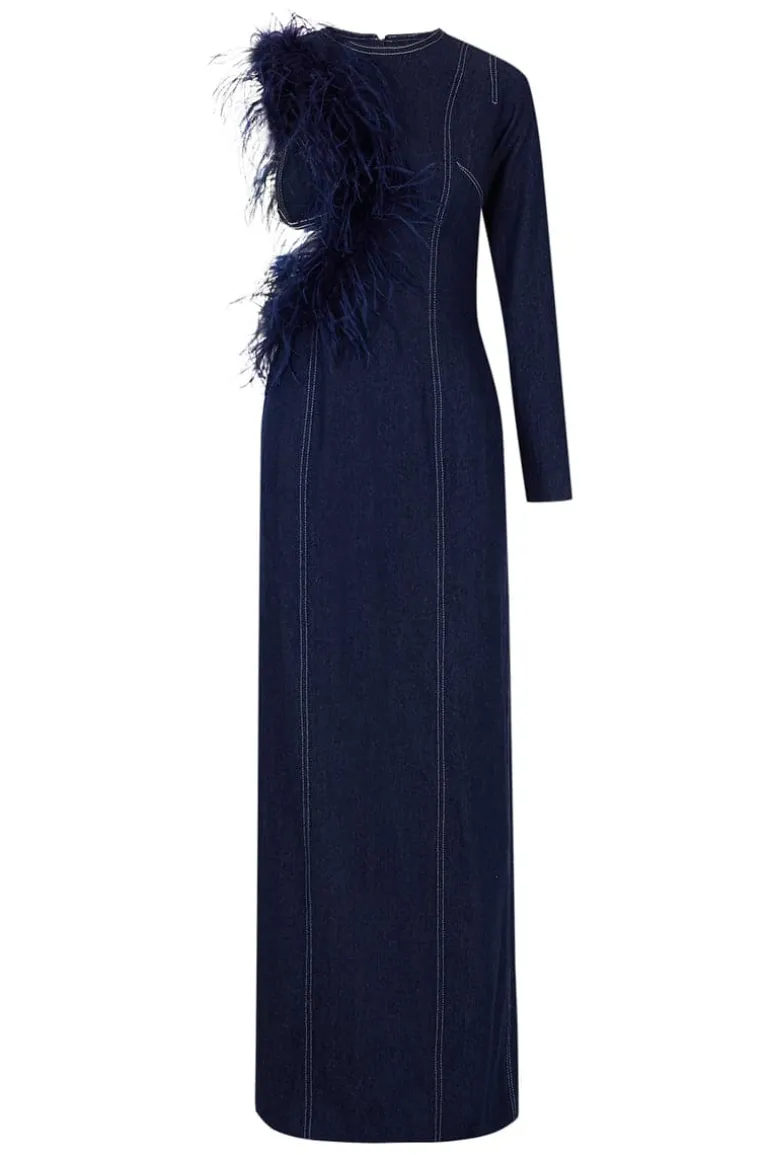Dresses | Midi Dresses<CULT MIA DENIM CUT-OUT LONG DRESS Navy Blue