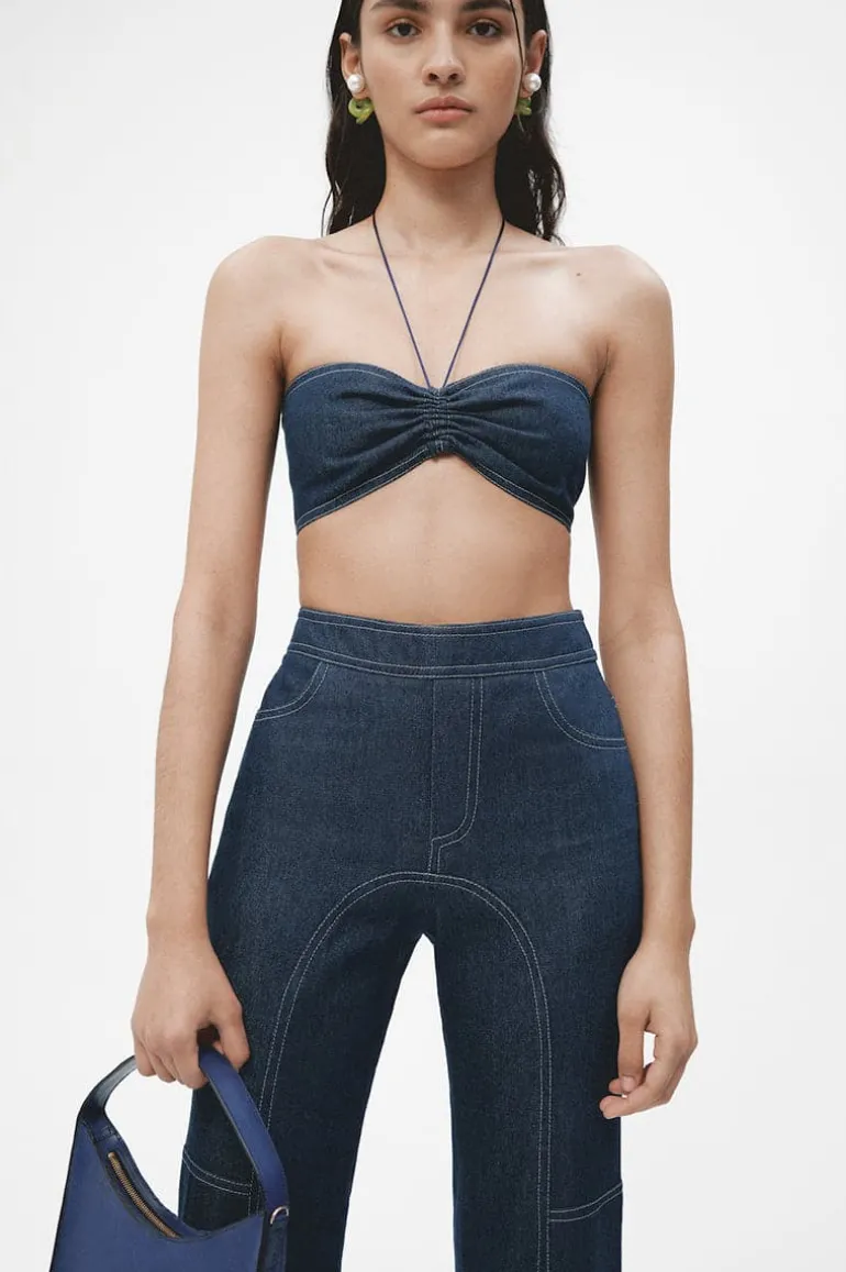 Tops<CULT MIA DENIM GATHERED TOP Navy Blue