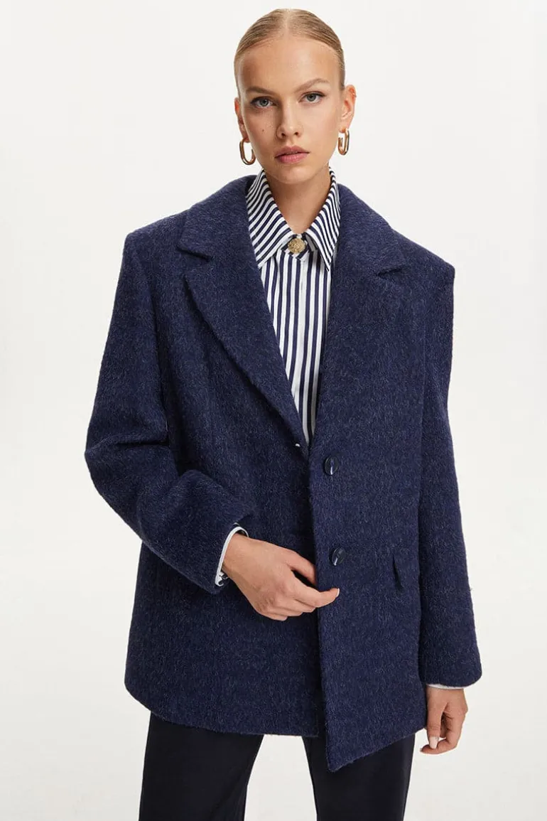 Jackets<CULT MIA NAVY WOOL BLEND BLAZER Navy Blue