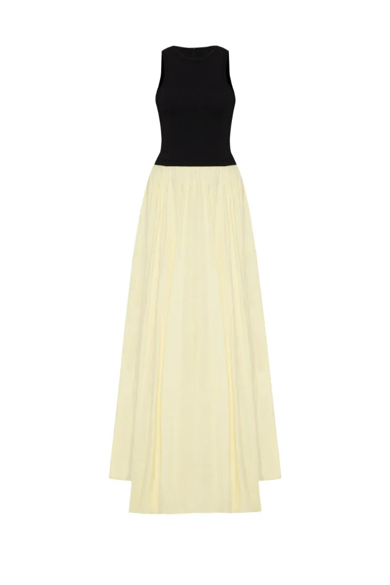 Dresses<CULT MIA NIKI LINEN KNIT MAXI DRESS Black and Yellow