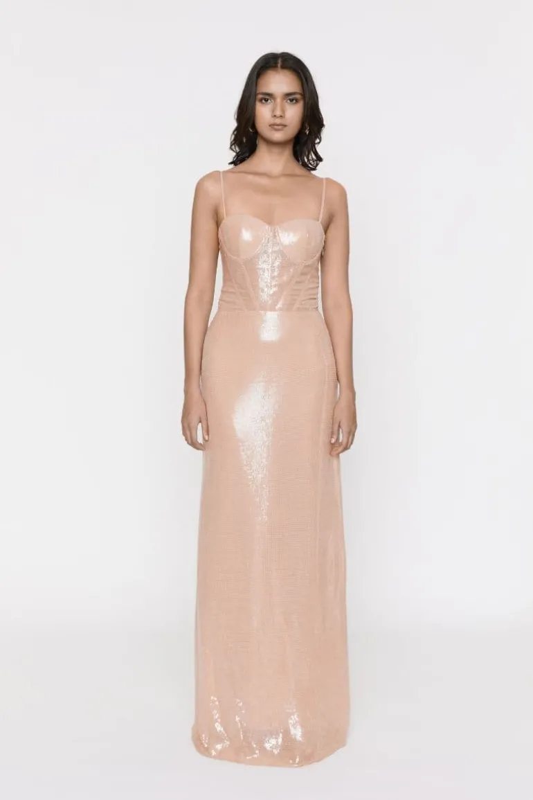 Dresses<CULT MIA NOELLE NUDE SEQUIN CORSET GOWN Nude Pink
