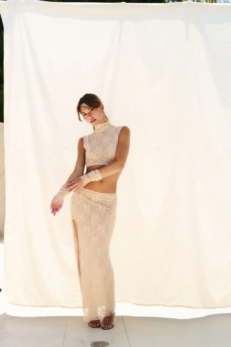 Outfit Sets<CULT MIA NUDE LOREN TOP AND SKIRT SET WITH ARM WARMERS Nude Pink