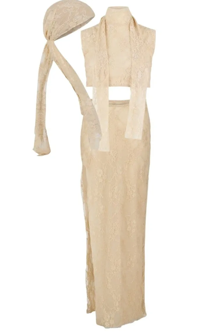 Outfit Sets<CULT MIA NUDE LOREN TOP AND SKIRT SET WITH VITA HEADSCARF Nude Pink