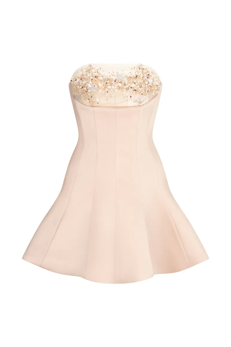 Dresses | Mini Dresses<CULT MIA NUDE SHEER TULLE MINI DRESS WITH CRYSTAL EMBROIDERY Pink