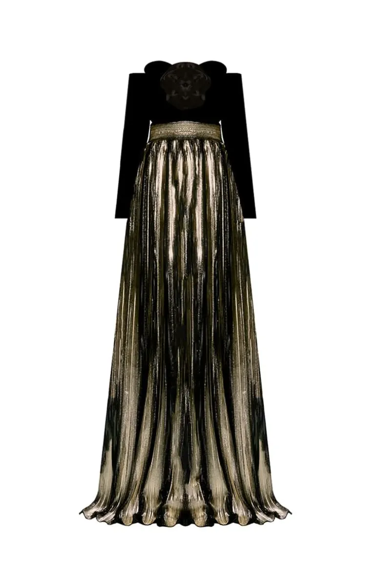 Dresses<CULT MIA NUR KARAATA X ADDINGTON GOWN BLACK-GOLD